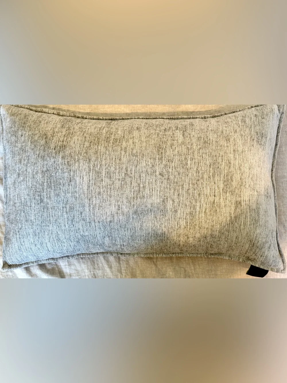 Catherine Malandrino Textured Lumbar Pillow - Gray with Gold-Toned Zipper Decor